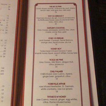 D Bar - Cocktail menu Sept 2019 - Lounges Near Me - Toronto, Ontario