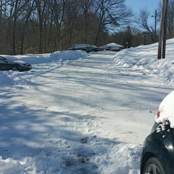 Fairfield - After the truck plowed and took him 3 hrs after it stopped snowing to show up. Hill too steep to drive up with the snow and ice.
