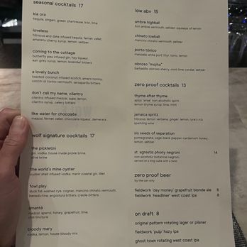 The Wolf - Cocktail menu - New American Near Me - Oakland, California