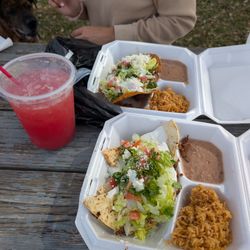 Taqueria Mary - #30 (top, 2 tostadas combo) $8 #28 (bottom, 3 quesadillas combo) $8 $5 watermelon aqua fresca