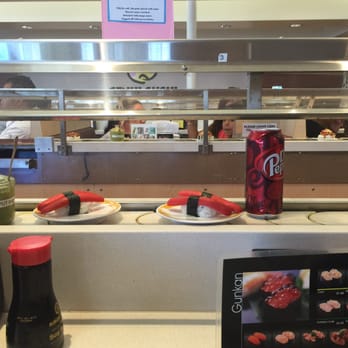 Genki Sushi - Hot dog sushi (that passed by at least 7 times untouched by anyone over a 45 min time frame) and room temperature Dr Pepper - Sushi Bars Near Me - Kahului, Hawaii