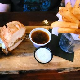 Steakout sandwich with fries