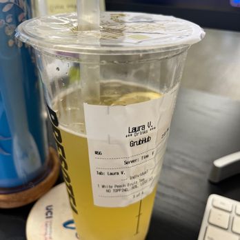 Presotea Irvine - White Peach Fruit Tea with no toppings - Bubble Tea Near Me - Irvine, California Presotea Irvine - White Peach Fruit Tea with no toppings - Bubble Tea Near Me - Irvine, California