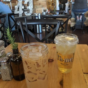 FÃ me Caffe - Iced Vanilla Latte with Almond Milk and a green Iced Tea both size large - Coffee & Tea Near Me - Phoenix, Arizona FÃ me Caffe - Iced Vanilla Latte with Almond Milk and a green Iced Tea both size large - Coffee & Tea Near Me - Phoenix, Arizona