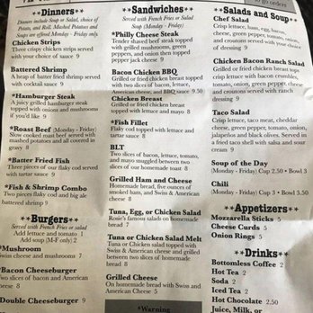Rosie's Cafe - This is our latest lunch menu/prices - Diners Near Me - La Crosse, Wisconsin
