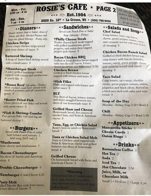 Menu photo 5 Rosie's Cafe La Crosse, WI