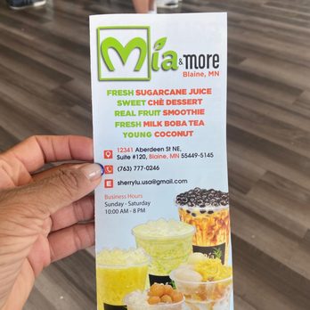 Mia & More - Minnesota - Business hours - Juice Bars & Smoothies Near Me - Blaine, Minnesota Mia & More - Minnesota - Business hours - Juice Bars & Smoothies Near Me - Blaine, Minnesota