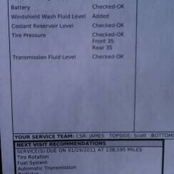 Valvoline Instant Oil Change - Copy of the maintenance checks performed including recommendations for my next visit. - Oil Change Stations Near Me - Edgewood, Kentucky Valvoline Instant Oil Change - Copy of the maintenance checks performed including recommendations for my next visit. - Oil Change Stations Near Me - Edgewood, Kentucky
