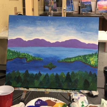 Painting with a Twist - Sunset by the waters and forest - Paint & Sip Near Me - Pleasant Hill, California