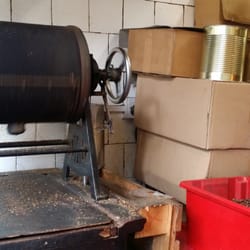 Camden Coffee Shop - Small shop jammed packed with coffee beans and a big machine for roasting them in.