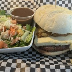 Garlic Burger and Salad
