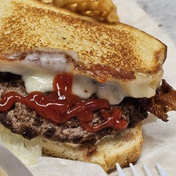 Burger In The Square - Close-up of the Frisco Burger. - Burgers Near Me - Roanoke, Virginia