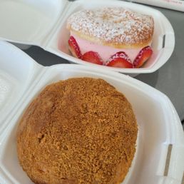 Strawberry cream donut and Capuccino donut Strawberry cream donut and Capuccino donut