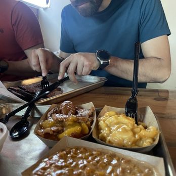 Black's Barbecue Austin - Singles of Mexican Corn, Peach Cob, and Mac & Cheese - Barbeque Near Me - Austin, Texas