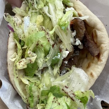 Gyro Sababa - 1. Gyro Pita Sandwich- stuffed full and I added feta! - Mediterranean Near Me - Seattle, Washington