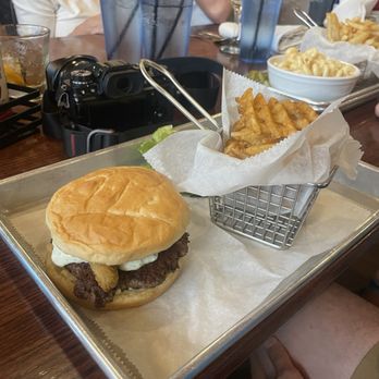 Fireside Craft Burgers & Brews - One of the many burgers and waffle fries! - New American Near Me - LaGrange, Indiana