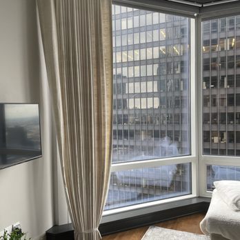 The Shade Store - Day of install - drapes are tied for pleats to set. - Shades & Blinds Near Me - Chicago, Illinois