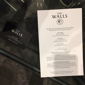 The Walls - Tasting menu - Wineries Near Me - Walla Walla, Washington The Walls - Tasting menu - Wineries Near Me - Walla Walla, Washington