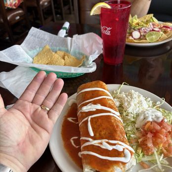 La Fogata - Steak burrito (larger than his hand!) - Mexican Near Me - Shelbyville, Kentucky