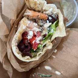 Greek shrimp pita