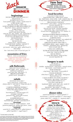 Menu photo 7 'Dack Shack Lake Placid, NY