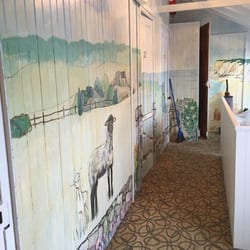 Pequot Hotel - Painted hallway mural in annex