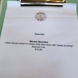 Bowes & Co - Menu