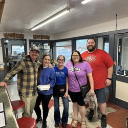 Juntura Hot Springs - The friendliest waitress I've ever met! Her shirt says "Thug life. Drop the T and get over here!"  We LOVED her!