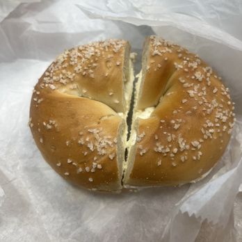Knot Just Bagels - Salt bagel (not toasted) with cream cheese - Delis Near Me - Woodbridge Township, New Jersey Knot Just Bagels - Salt bagel (not toasted) with cream cheese - Delis Near Me - Woodbridge Township, New Jersey