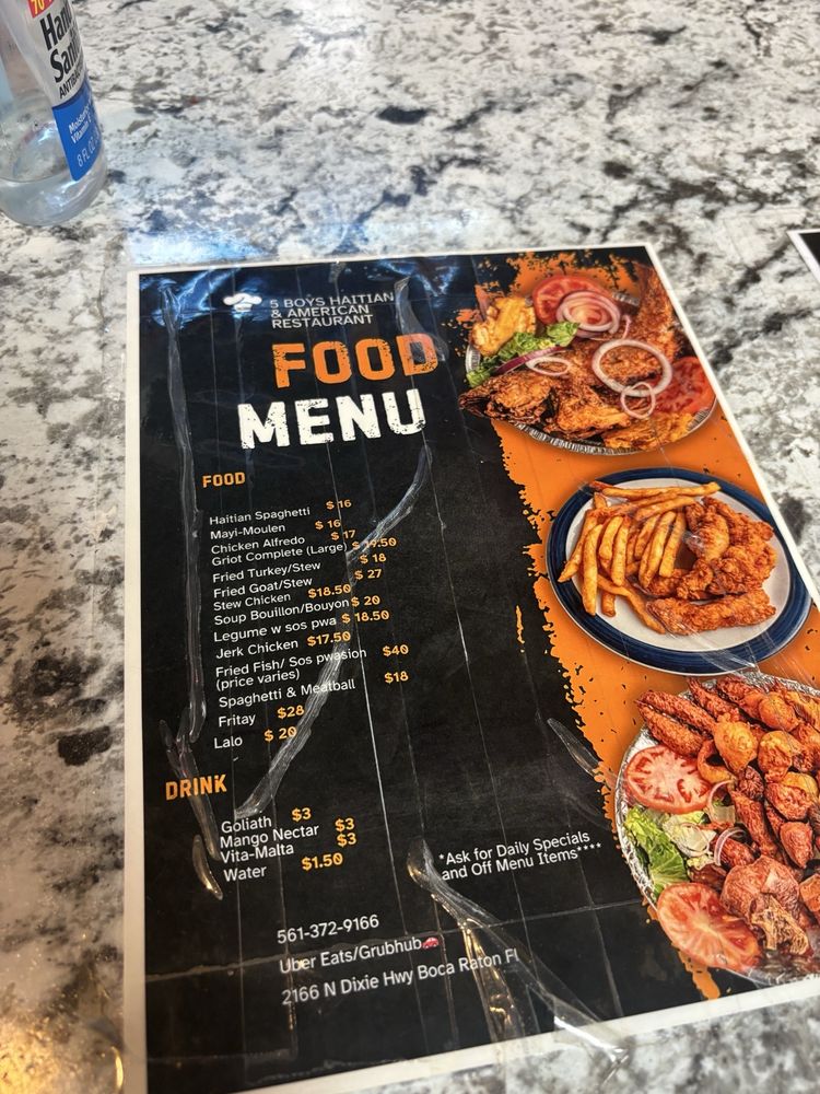 Food from 5 Boys Haitian American restaurant 