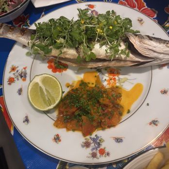 Oysters & Grill - Sea bass with salsa - Seafood Near Me - København N, 84 Oysters & Grill - Sea bass with salsa - Seafood Near Me - København N, 84