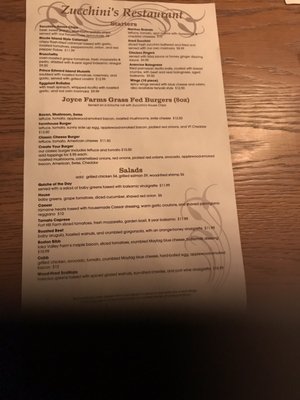 Menu photo 1 Zucchini's Restaurant Pittsfield, MA Menu photo 1 Zucchini's Restaurant Pittsfield, MA