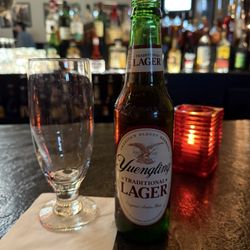 Verucchi's Ristorante - Bar area with yuengling original. Yuengling just arrived in illinois in Jan 2025. Try it
