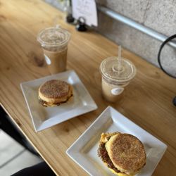 Arabica Robusta Coffee House - Iced lattes & PGH Sandwich Society breakfast sandwiches