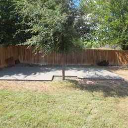 Concrete slab that isn't fully complete on one side.