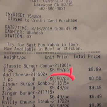 The Hotspot Grill - they charged an EXTRA 50 cents for cheese. They sneaked into the price so ure forced to pay for cheese in the CHEESE BURGER TWICE. - Halal Near Me - Lakewood, California The Hotspot Grill - they charged an EXTRA 50 cents for cheese. They sneaked into the price so ure forced to pay for cheese in the CHEESE BURGER TWICE. - Halal Near Me - Lakewood, California