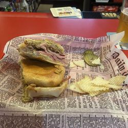 Corner Bar - Cuban I sandwich was delicious! I sorta like to eat my chips first ...