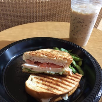 Kroc Cafe - Turkey Pesto Panini with a large Iced Latte - Cafes Near Me - Kapolei, Hawaii