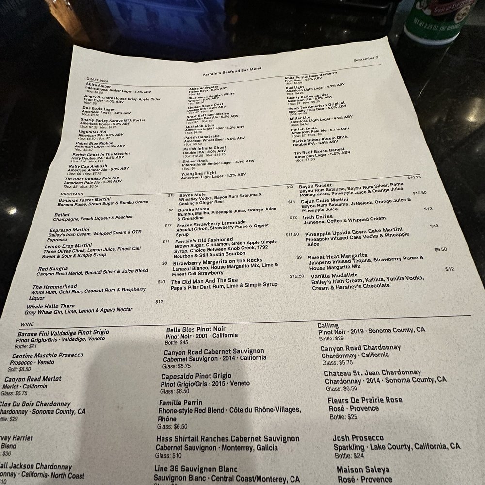 Parrain's Seafood - Menu - Southern Near Me - Baton Rouge, Louisiana