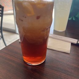 This is the iced Thai Tea, the drink in the back is the lemonade. This is the iced Thai Tea, the drink in the back is the lemonade.