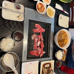 Seoul Garden - Bulgolgi and brisket bbq with the sides, and we got a soup!