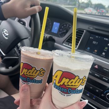 Andy's Frozen Custard - Diet Coke freeze with vanilla custard and root beer freeze with chocolate custard - Desserts Near Me - Norman, Oklahoma Andy's Frozen Custard - Diet Coke freeze with vanilla custard and root beer freeze with chocolate custard - Desserts Near Me - Norman, Oklahoma
