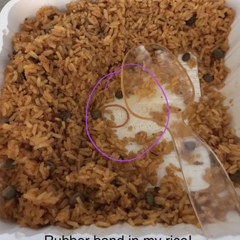John's Fried Chicken - Rubber band in my rice - Latin American Near Me - Cliffside Park, New Jersey