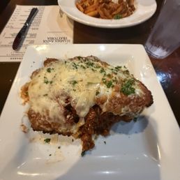 Chicken parm on a smell bed of rigatoni Chicken parm on a smell bed of rigatoni