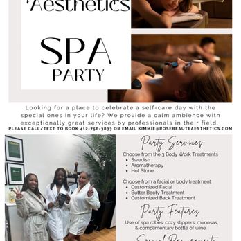 Rose Beautè Aesthetics - We host spa parties! Planning a corporate events, ladies night, or birthday party? Consider Us! - Skin Care Near Me - Pittsburgh, Pennsylvania Rose Beautè Aesthetics - We host spa parties! Planning a corporate events, ladies night, or birthday party? Consider Us! - Skin Care Near Me - Pittsburgh, Pennsylvania