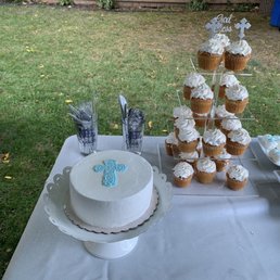 Christening cake and cupcakes