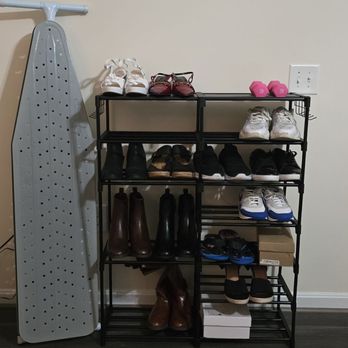 Hooks & Hangers II - Awesome 7 tier shoe rack anda great Ironing board to the left. - Thrift Stores Near Me - Charlotte Hall, Maryland Hooks & Hangers II - Awesome 7 tier shoe rack anda great Ironing board to the left. - Thrift Stores Near Me - Charlotte Hall, Maryland