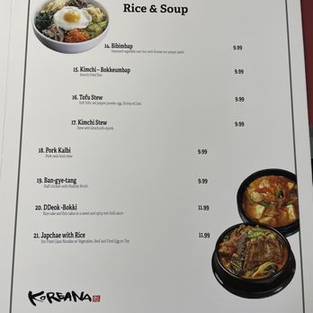 Koreana - The menu - Korean Near Me - Tonawanda, New York