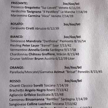 Mimo - Wine menu- August '23 - Italian Near Me - Houston, Texas