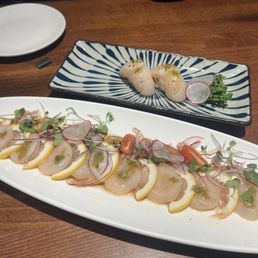 Scallop Carpaccio and Scallop Nigiri
